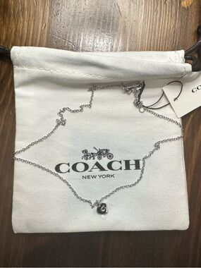 Coach Silver Heart Pendant Necklace - Silver Tone